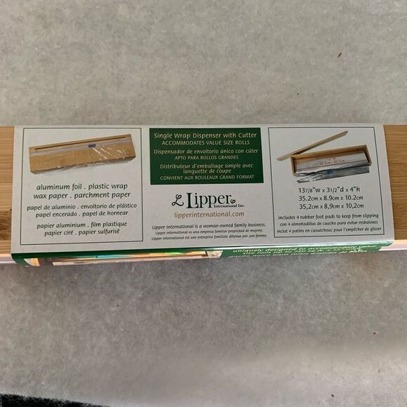 Lipper International Bamboo Single Wrap Dispenser With Cutter #8063 *New* - Picture 4 of 8